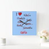 「女の子♥」 スクエア壁時計 (ホーム)