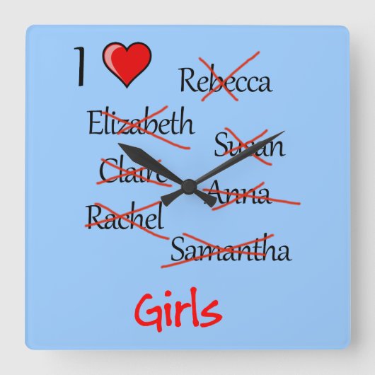 「女の子♥」 スクエア壁時計 (正面)