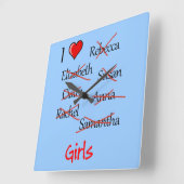 「女の子♥」 スクエア壁時計 (傾斜)