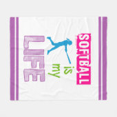 女の子-ソフトボールは私の生命です フリースブランケット (正面(横))