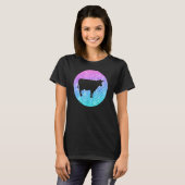 女の子、ティーン、女性のためのかわいいトレンディーな牛 Tシャツ (正面フル)