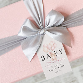 女の子 テディベア 風船 ベビーシャワー ギフトタグ