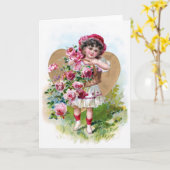 女の子(バラ) カード (黄色い花)