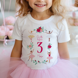 女の子 バレリーナ 誕生日 花のバレエパーティ ベビーTシャツ