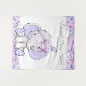 女の子 パープル ボヘミアンミックス 象 赤ちゃんシャワー L バックドロップ タペストリー (正面(横))