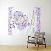 女の子 パープル ボヘミアンミックス 象 赤ちゃんシャワー L バックドロップ タペストリー (インサイチュ(横))