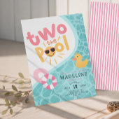 女の子 ピンクのプールサマー2歳の誕生日 招待状