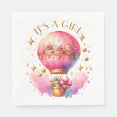 女の子 | ピンクのホットエアバルーン赤ちゃんシャワー スタンダードランチョンナプキン (正面)