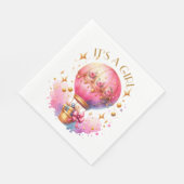 女の子 | ピンクのホットエアバルーン赤ちゃんシャワー スタンダードランチョンナプキン (角)