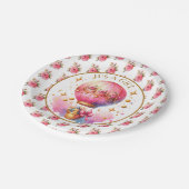 女の子 | ピンクのホットエアバルーン赤ちゃんシャワー ペーパープレート (アングル)