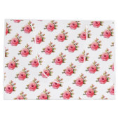 女の子 | ピンクのホットエアバルーン赤ちゃんシャワー ラージペーパーバッグ (裏面)