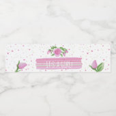 女の子、ピンクの水色のバラ赤ちゃんシャワー ペットボトルラベル (シングルラベル)