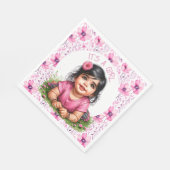女の子 | ピンクフローラガールズベビーシャワー スタンダードランチョンナプキン (角)