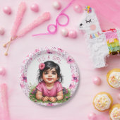 女の子 | ピンクフローラガールズベビーシャワー ペーパープレート (パーティー)