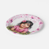 女の子 | ピンクフローラガールズベビーシャワー ペーパープレート (アングル)