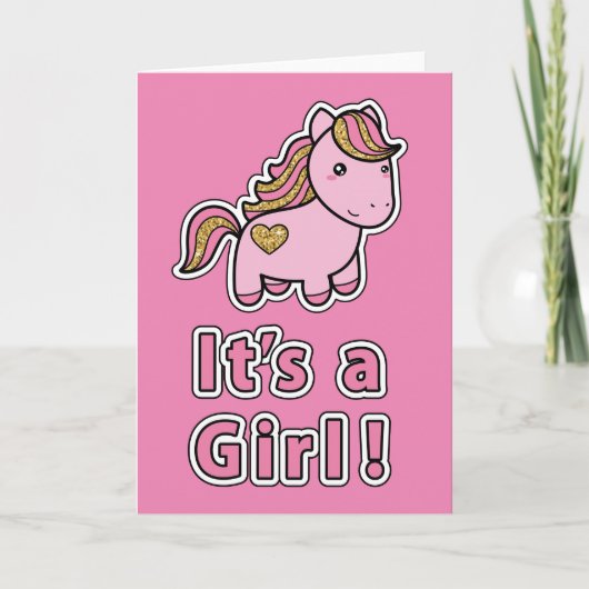 女の子 |ピンクホース カード (正面)