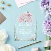 女の子、ピンク色のレインボーの女の子のフローラの赤ちゃんシャワー アクリル招待状 (インサイチュ (ウェディング))