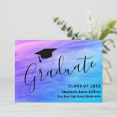 女の子 ピンク パープル おしゃれな 卒業おめでとうカード 招待状 (スタンド正面)