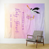 女の子 ピンク パープル ローズゴールド ユニコーン 赤ちゃんのお披露目パーティー タペストリー (インサイチュ(横))