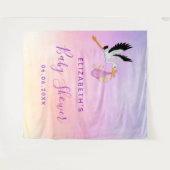 女の子 ピンク パープル ローズゴールド ユニコーン 赤ちゃんのお披露目パーティー タペストリー (正面(横))