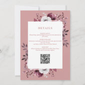 女の子 ピンク フラワー オールインワン ベビーシャワー 招待状 (裏面)