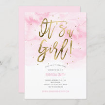 女の子、ピンク、水彩、ベビーガールシャワー