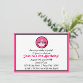 女の子 ピンク 海賊 ブラウン ヘアー 誕生日 インビテーション (スタンド正面)