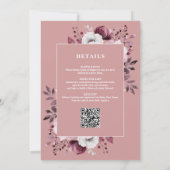 女の子 ピンク 花柄 オールインワン ベビーシャワー 招待状 (裏面)