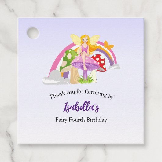 女の子 フェアリー きのこ 虹 誕生日 フェイバータグ (正面)