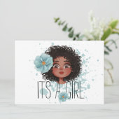 女の子、ブルーフラワー、ベビーガール誕生発表 案内状 (スタンド正面)