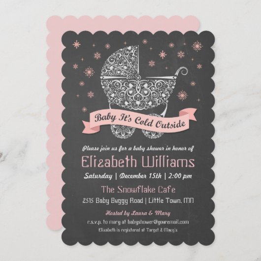 女の子 – ベビーは冷たい外シャワー招待状 招待状 (正面/裏面)