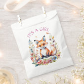 女の子 |ベビーキツネと花ベビーシャワー フェイバーバッグ (クリップ留めされた状態)