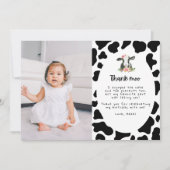 女の子 ホーリーコー 1歳の誕生日 写真 ありがとう 招待状 (正面)