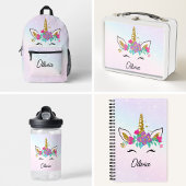 女の子 ユニコーン かわいい 水彩 レインボー オーダーメイド ノートブック