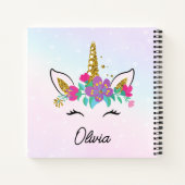 女の子 ユニコーン レインボー オーダーメイド イラスト ノートブック (裏面)