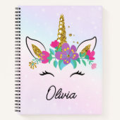 女の子 ユニコーン 水彩 レインボー オーダーメイド ノートブック (正面)