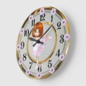 女の子 ラージ壁時計 (傾斜)
