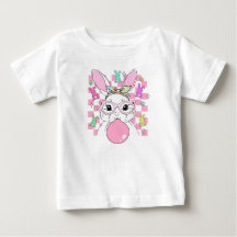 女の子 レトロ チェック ピンク イースターバニー