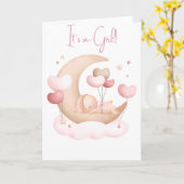 女の子!!三日月に眠るバニー カード (黄色い花)