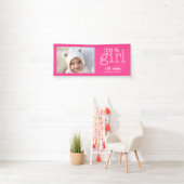 女の子 – 写真モダン白お洒落型 横断幕 (インサイチュ)