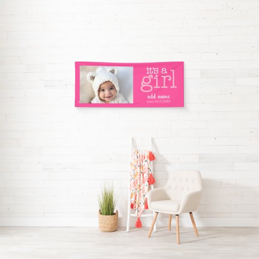 女の子 – 写真モダン白お洒落型 横断幕 (インサイチュ)