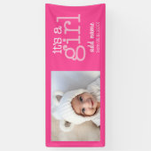 女の子 – 写真モダン白お洒落型 横断幕 (縦)