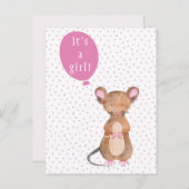 女の子 |可愛いウッドランドマウスのポストカード 案内ポストカード (正面/裏面)