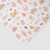 女の子。可愛いピンクのおもちゃ柄のベビーシャワー 薄葉紙 (詳細)
