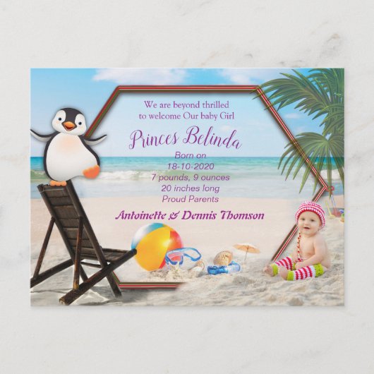 女の子 – 夏のクリスマスベビー ポストカード (正面)