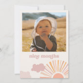 女の子 太陽 月間 バナー カード - 9ヶ月 (正面)