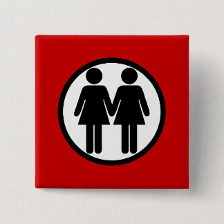 女の子 + 女の子の赤いボタン 缶バッジ