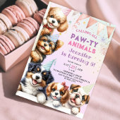 女の子 子犬 パーティー 6歳の誕生日 招待状