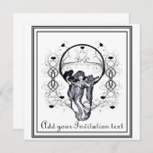 女の子、招待状を読むヴィンテージ 招待状 (正面/裏面)