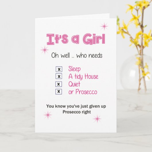 女の子 – 新生児 カード (黄色い花)